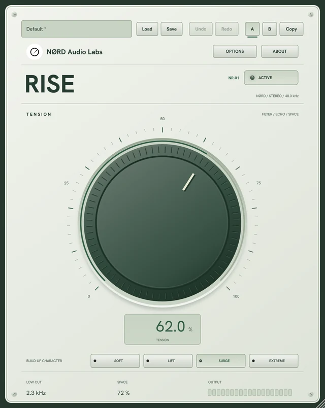 NØRD RISE audio effect with its Tension dial and four character modes
